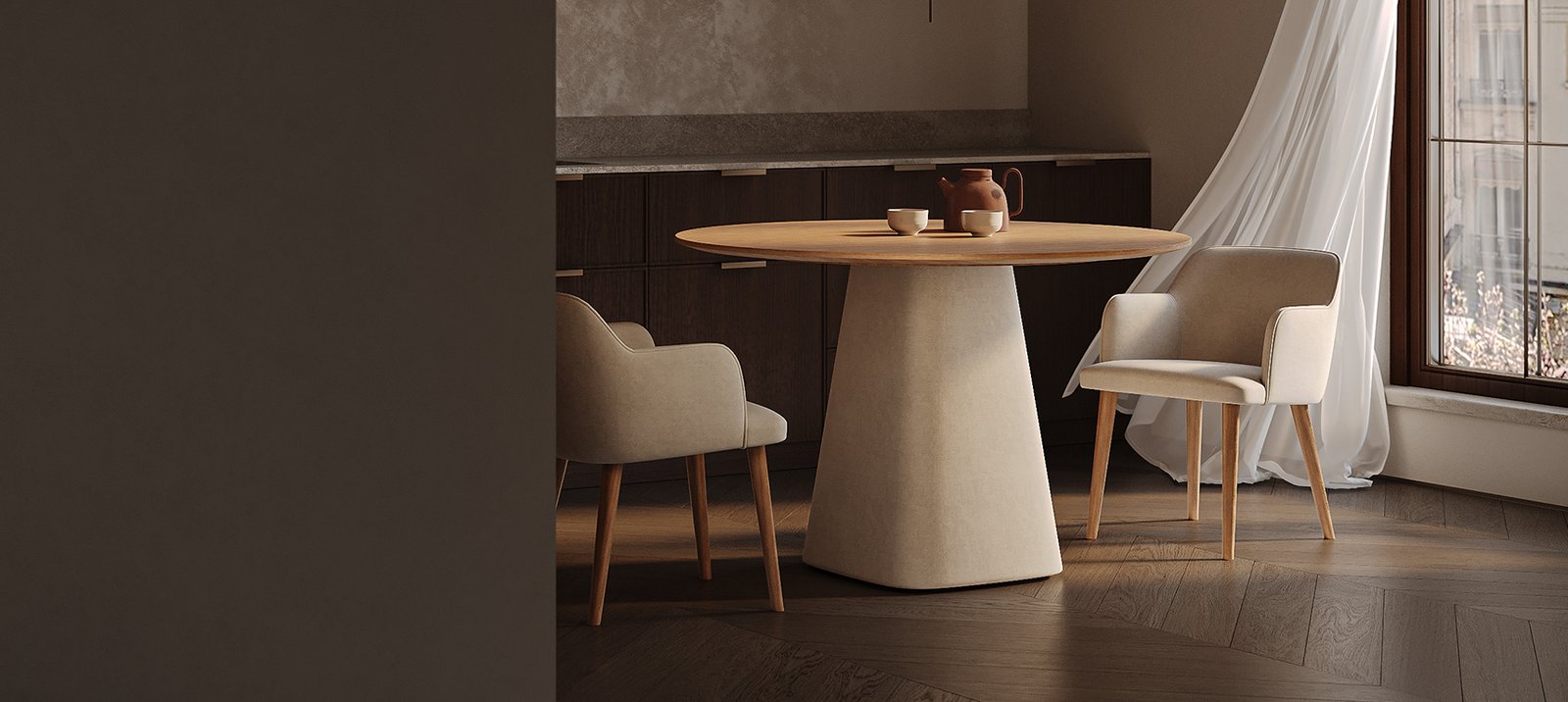 DUO laud küljelt minimalistliku siluetiga ja laia pinnaga